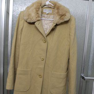 Larry Levine Rabbit Trimmed Wool Jacket